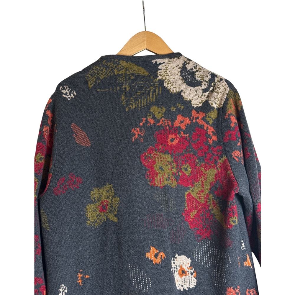 J.Jill Women’s XL Floral Jacquard Knit Button Front Duster Cardigan Boho - Picture 7 of 9